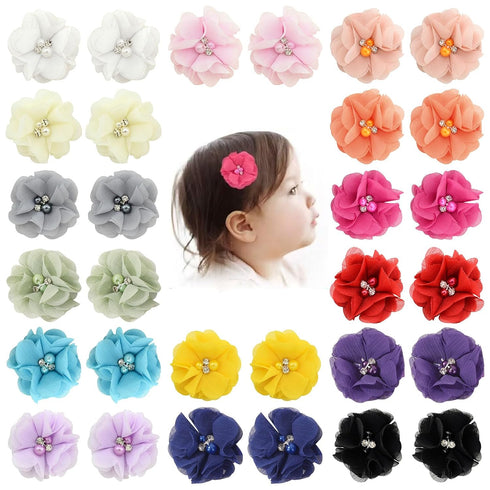 30pcs Baby Girls Alligator Hair Clips Chiffon Flower Hair Barrettes Accessories for Kids Toddler Teens (01)...