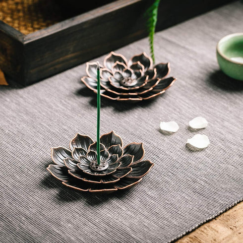Incense Burner, Incense Holder for Sticks, Brass Lotus Incense Stick Holder and Detachable Ash Catcher...