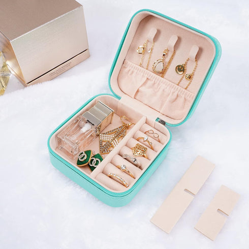 Small Travel Jewelry Boxes, Portable Jewelry Organizer Display Storage boxes for earrings, rings, necklaces, jewelry boxes for women. (Blue 1pcs)....