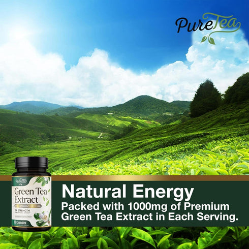 Green Tea Extract Pills 1000mg with EGCG for Heart Support with Antioxidants - 98% Standardized Polyphenols - 3X Absorption Green Tea Capsules for...