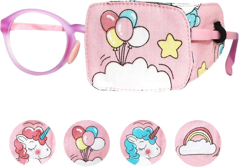 Cotton & Silk Left Eye Patch for Kids Glasses (Left Eye, Balloon)...