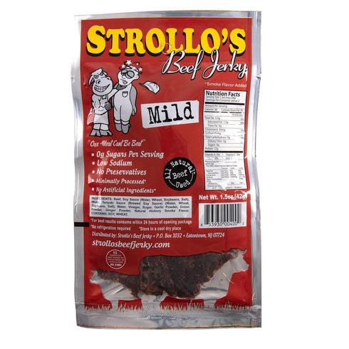 Strollo's Beef Jerky Sampler - Variety 4 Pack (1 of each flavor) Low Sodium, Low Carb, Low Sugar - Made with all Natural USA Beef, USDA Certified...