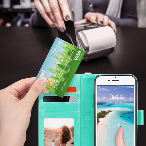 ULAK for iPhone SE 3(2022)/SE(2020)/8/7 Wallet Case with Card Holder, Premium Floral PU Leather Flip Case with Kickstand Card Slots,Wrist Strap, D...