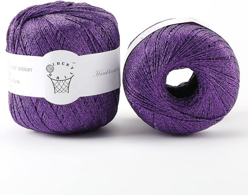 2PCS Metallic Crochet Thread,Yarn for Crocheting,Metallic Thread Round Band Yarn,Lurex Yarn with Metallic Shine, Sparkle Metallic Yarn for Clothes...