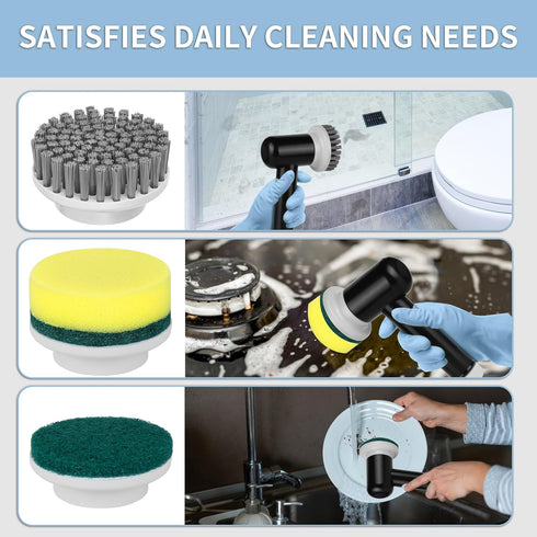 Electric Spin Scrubber, Cordless Shower Scrubber with 3 Replaceable Brushes, Waterproof Power Scrubber for Cleaning Bathroom, Kitchen, Tub, Floor,...