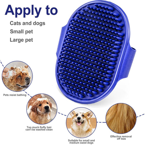Pet grooming brush for dogs and cats, soft and durable handheld pet hair removal brush (Dark Blue + Orange)...