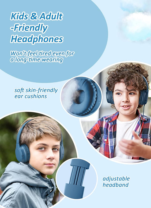 DyBaxa Kids Headphones Wired, Foldable On Ear Headset, Volume Limiter 94dB, Over-Ear Headphones for Kids School Online Classes Travel Children, 3....