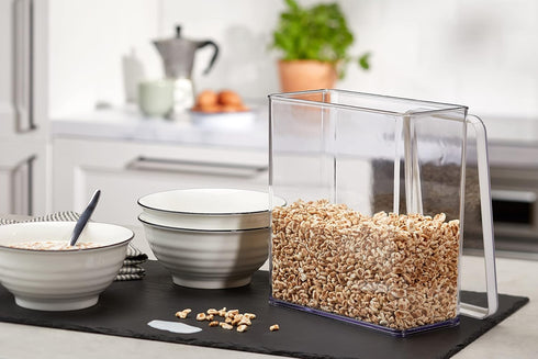 Loft, Rectangular Storage Box 3.2l with lid and Seal, Plastic (PP) BPA-Free, Transparent/White, 3,2l (20,0 x 10,0 x 21,4 cm)...
