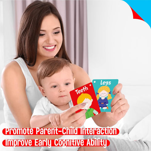 50 PCS Kid First Cognitive Flashcards,Double Sided Printed 7 in 1 Colorful Cards Alphabet,Numbers, Foods,Animals,Shapes,Colors with 3 Reclosable R...