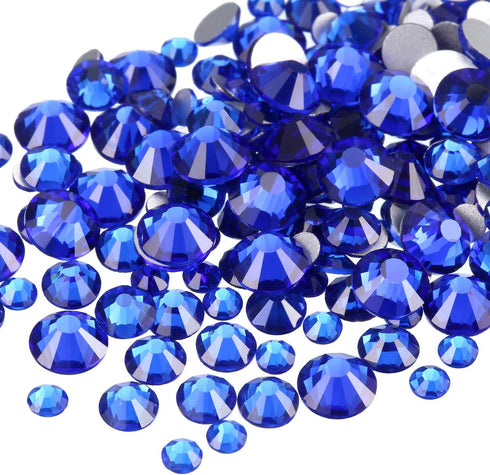 TecUnite 2000 Pieces Flat Back Gems Round Crystal Rhinestones 6 Sizes (1.5-6 mm) with Pick Up Tweezer and Rhinestones Picking Pen for Crafts Nail ...