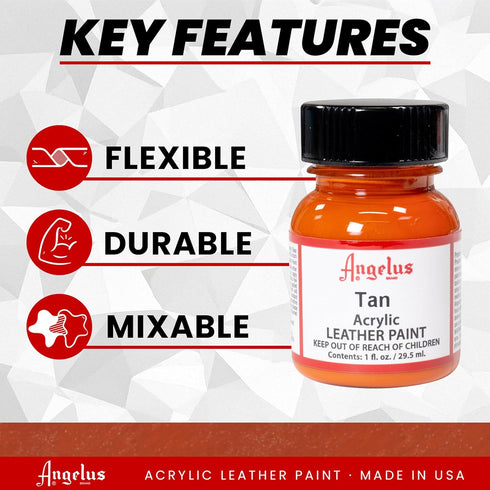 Angelus Acrylic Leather Paint for Shoes, Couches, Sofas, Jackets and More - Tan - 1 oz...