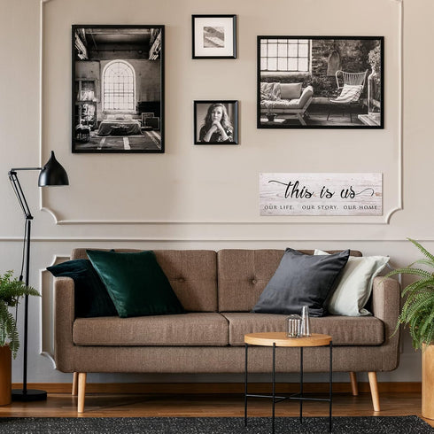 Jetec This Is Us Wall Sign Wooden Family Wall Plaques Inspiration Sign Farmhouse Entryway Rustic Plaques Art with Quotes for Living Room Bedroom C...