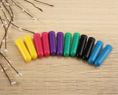 12 Set Essential Oil Inhaler, Refillable Nasal Inhaler Blanks with Unscented Wicks, Assorted Colors...