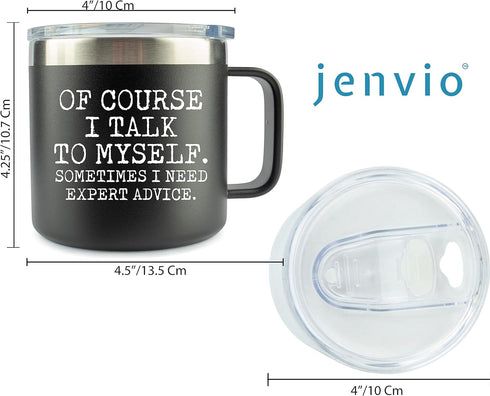 JENVIO Funny Travel Mugs Fathers Day | Of Course I talk to Myself | Laser Etched Stainless Steel Coffee Mug Tumbler | Dad Old Boss Grumpy | Unique...