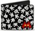Buckle-Down Men's Disney Wallet, Bifold, Mickey Mouse M Icon Hand Gestures Scattered Black White, Vegan Leather, Multicolor, Standard Size...
