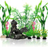 Fish Tank Accessories Aquarium Decorations Plants, 9pcs Green Fish Tank Decorations Plants and Cave Rock Decoration Decor Set, Aquarium Decor Plas...