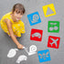 36pcs Drawing Stencils for Kids 8 Inch Sidewalk Chalk Stencils Painting Large Washable Reusable Learning Themed Primary Shape Template for Kids To...