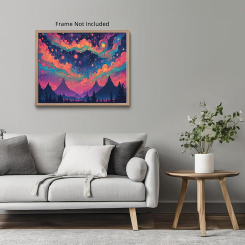 Posterizer 1 pcs- psychedelic funky hippie colorful landscape 2-Abstract & Modern Art-Fantasy & Fiction Art- Living Room Bedroom Decor- unframed w...