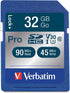 Verbatim 32GB Pro 600X SDHC Memory Card, UHS-I V30 U3 Class 10...
