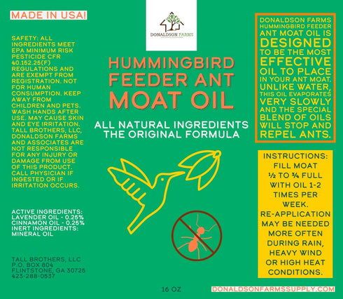Ant Moat Oil - Keeps Ants Away around Hummingbird Feeders,Bird-Tested Formula and Easy to Use - 16 oz Bottle...
