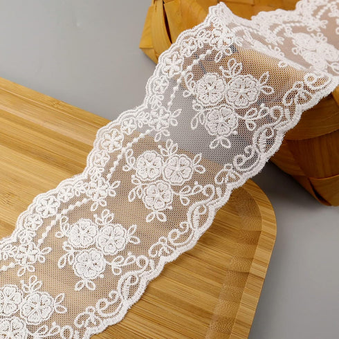IDONGCAI Lace Trim Ribbon, Guipure White Lace Floral Delicate Crown Ribbon for Crafts Sewing and Bridal Wedding Dress Applique Decorations(3 inch ...