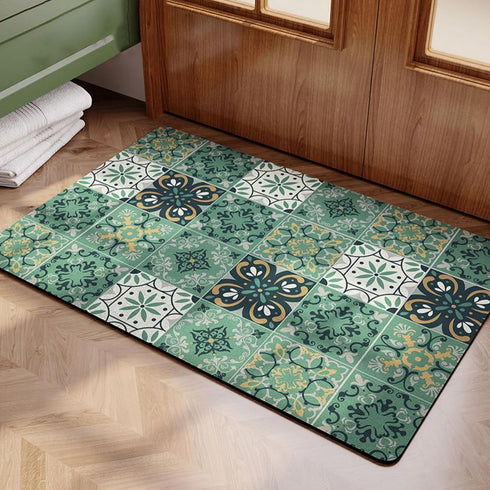 GYORI Double-Sided Non-Slip Draining Mat with Imitation Tile Print for Coffee Machines and Countertops...