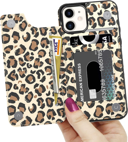 LETO for iPhone 12 Pro Case,iPhone 12 Case,Flip Folio Leather Wallet Cover with Fashion Flower Designs for Girls Women,Built-in Card Slots Kicksta...