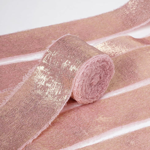 3 Rolls Rose Gold Shimmery Chiffon Ribbon Metallic Chiffon Ribbon Shimmery Frayed Edge Silk Ribbons for Flower Bouquet Gift Wrapping Wedding Decor...