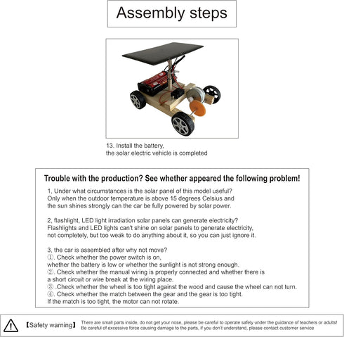 Solar Car Model Kits to Build, Science Experiment Kit for Applicable to Youth Age, Robotic Stem Project Build,Educational DIY STEM Set...