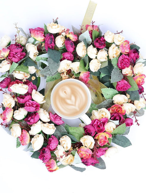 Florist Flower Wreath Rose Garland for Home Wall Wedding Decoration (Champagne-Heart-Shaped)...