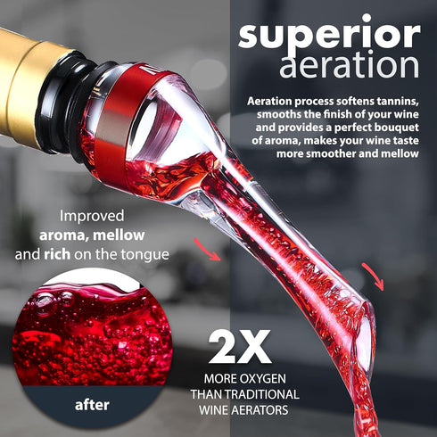 Wine Aerator - New 2024 Luxury Wine Air Aerator - Wine Aerators Pourer - Red Wine Decanter with Aerator - Wine Aerator Pourer Spout - Professional...