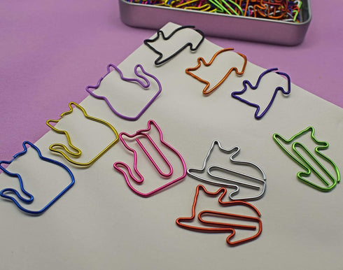 100 pcs Cat Paper Clips Cute, Cat Bookmark Clips, Cat Lover Gifts for Women, Cat Office Supplies Gifts Cat Office Desk Accessories for Work School...