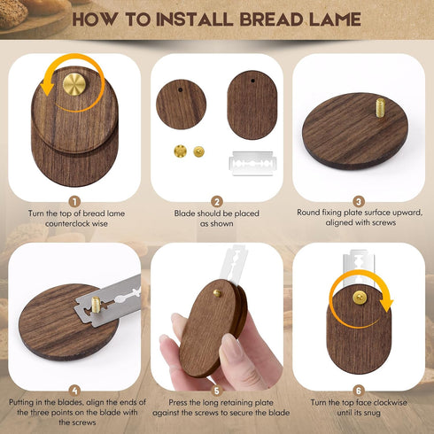 Upgraded UFO Bread Lame Dough Scoring Tool,Sourdough Scoring Tool,Black Walnut Bread Lame Cutter Scoring Knife for Bread Baking Includes 5 Replace...