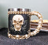 Ebros Evil Grinning Tribal Skull Mug Beer Stein Tankard With Skulls Skeletal Spine Bones Handle Coffee Cup 11 Ounces For Drinks Beverage Holder Co...