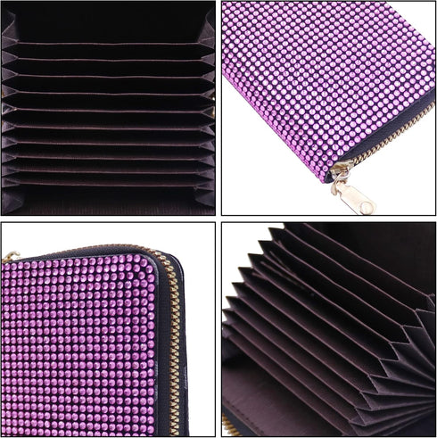Women's Rhinestone Credit Card Holder Fashion Zipper RFID Card Case Organizer Bling Sparkle Slim Small Pouch Wallet...