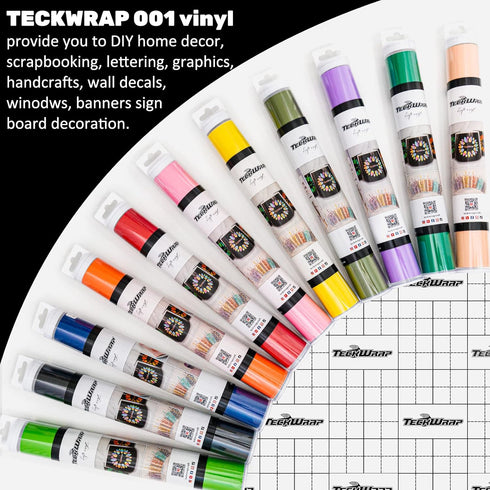 TECKWRAP 001 Vinyl Glossy Permanent Adhesive Vinyl for Craft Decal Projects 12" x 10ft, Glossy Ink Black...