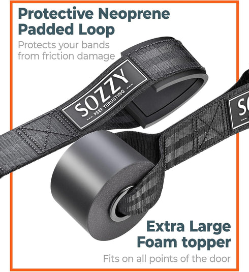 Sozzy Door Anchor for Resistance Bands, Extra Large, Heavy Duty with Solid Nylon Core, Great for Closed Loop Bands, Physical Therapy, Home Workout...
