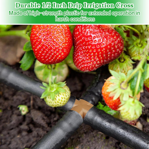 12 Pieces Drip Irrigation Barbed Cross Fittings? 1/2 Inch Drip Line 4 Way Connectors for 1/2" Drip Irrigation Tubing Irrigation System Replacement...