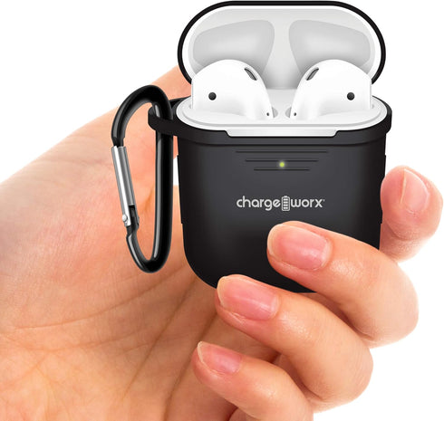 CHARGEWORX AirPods Case Cover Bundle for 1st & 2nd Gen AirPods, 9pc Set Includes Silicone Case Cover, 2pc Watchband Holders, 2pc Pairs Earhooks, 2...