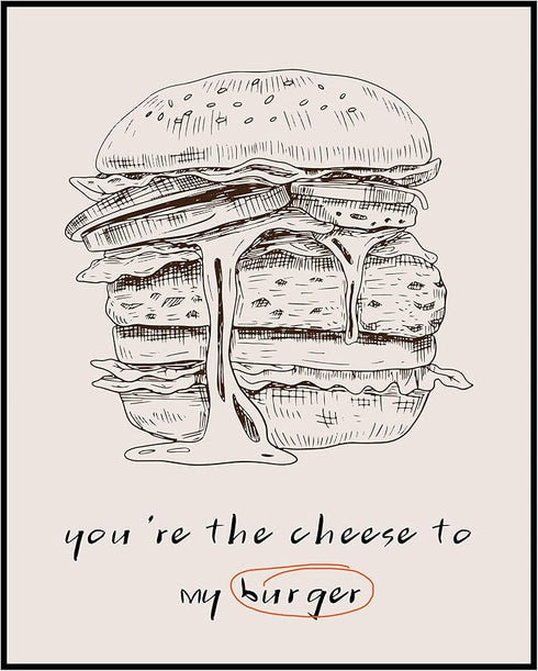 Posterizer 1 pcs-Cheeseburger Minimalist Food Kitchen Wall Art-Kitchen & Bar Art-GIft for Men Women Teens-Art for Cafe, Restaurant, Coffee Bar - u...