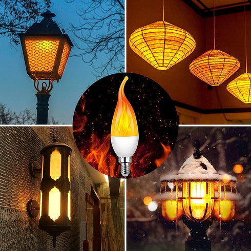 E12 Flame Bulbs 8 Packs, 3 Mode LED Candelabra Flame Light Bulb 2.0 Watt Warm White Chandelier Flame Bulbs,1800k Candle Light Bulbs, Flame Tip for...