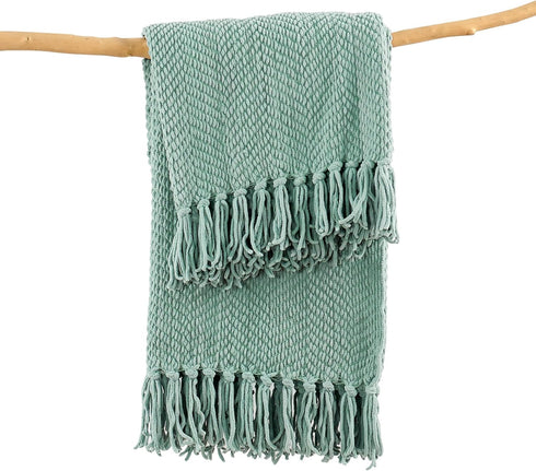 Home Soft Things Throw Blanket Knitted Tweed Throw 50'' x 60'', Silver Blue, Super Soft Cozy Warm Comfortable Breathable Throw for Living Room Cha...