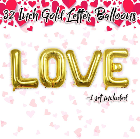 Anniversary Birthday Or Valentines Day Balloons Kit | Cupid + Red Hearts + LOVE Letter Mylar Foil Decorations Set...