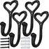 ZEYU Heavy Duty Coat Hooks, 4pcs Cast Iron Love Heart Shape Wall Hooks for Hanging Coats, Black No Rust Hooks for Scarf, Bag, Towel, Key, Cap, Cup...