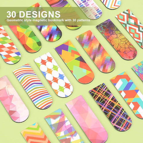 30 Pcs Magnetic Bookmarks, Mini Geometric Page Markers Magnetic, Geometric Magnetic Page Stand Bookmarks for Teachers School Home Office Reading B...