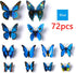 LiveGallery 72 PCS Removable 3D DIY Beautiful Butterfly Wall Decals Blue Butterflies Art Decor Wall Stickers Murals for Kids Baby Boy Girls Bedroo...