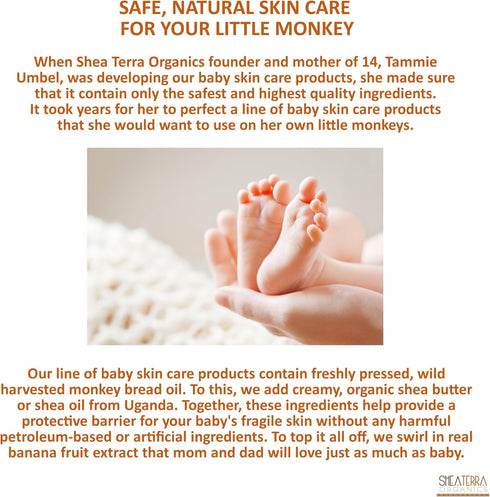 Shea Terra Organics Mama and Baby Collection | Bananas & Monkey Bread Baby Shampoo & Bath Bar| Non Toxic All Natural Cleanser with Baobab and Shea...