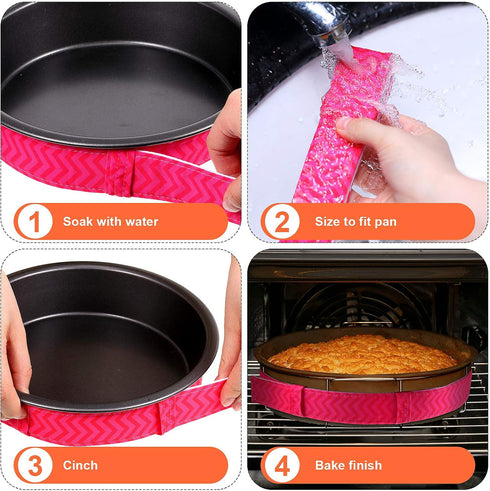 Patelai 6 Pieces Cake Pan Dampen Strips Bake Even Strips Colorful Cake Pan Baking Strips Absorbent Thick Baking Tray Protection Strap for Clean Ba...