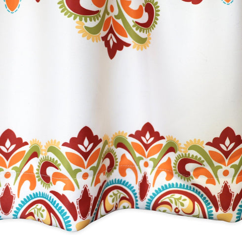 Lush Decor Clara Valance Paisley Damask Print Bohemian Style Single Curtain, 18” x 52”, Turquoise and Tangerine...