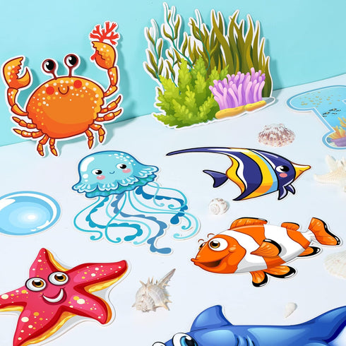 72 PCS Sea Life Paper Cutouts Under Sea Classroom Decorations Summer Ocean Bulletin Board Decor Tropical Fish Cutouts for School Classroom Bulleti...